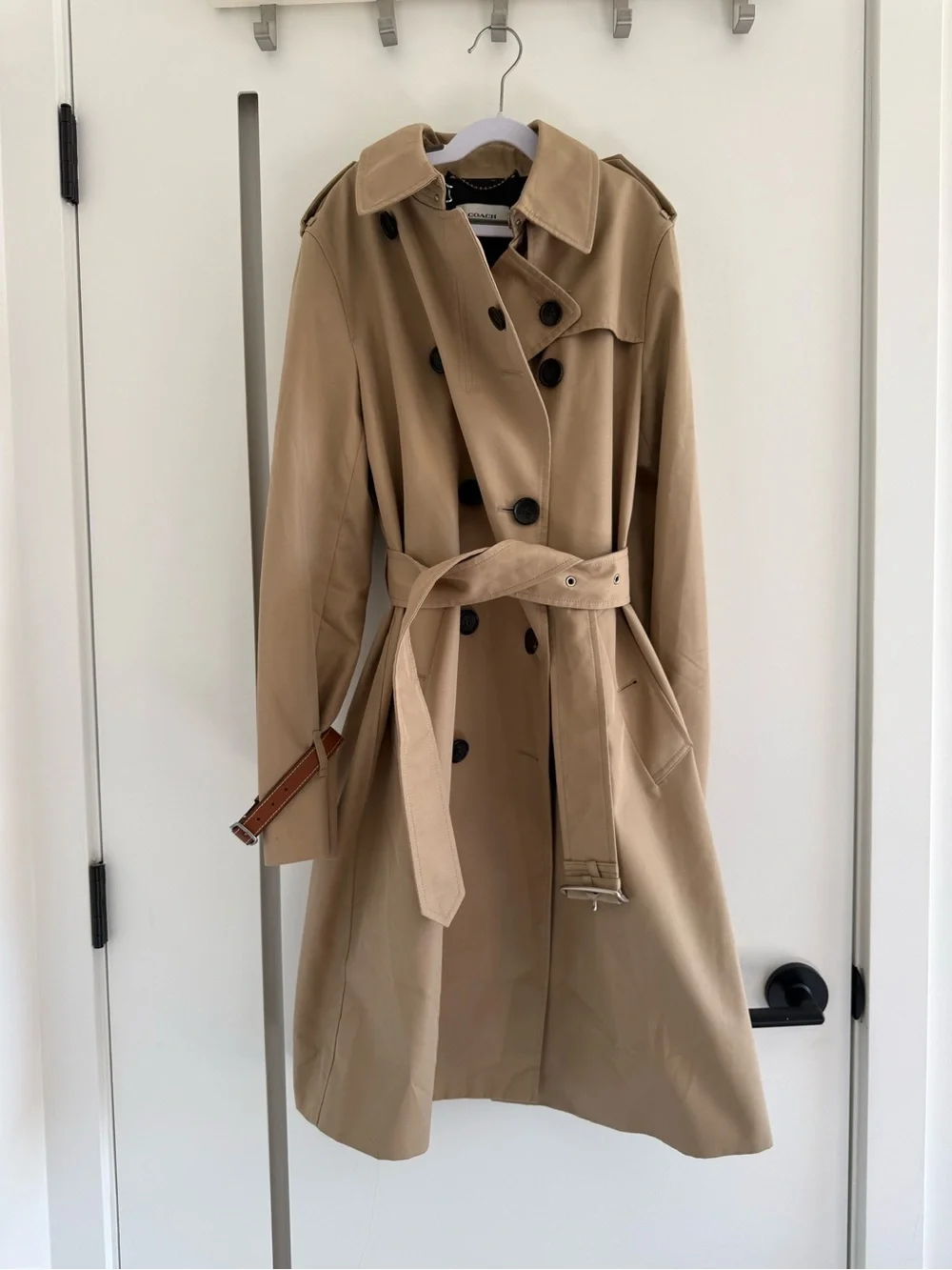 Coach Khaki Tan Double-Breasted Trench Coat - Picture 3 of 5